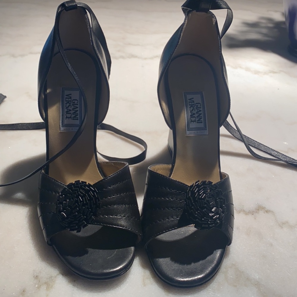 Gianni Versace Black Wedge Heels